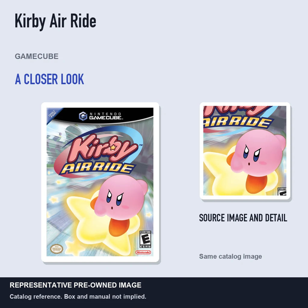 Representative pre-owned Kirby Air Ride (GameCube), full image with detail inset.