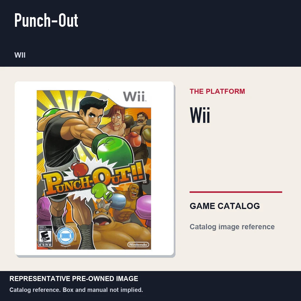 Representative pre-owned Punch-Out (Wii), platform product layout.