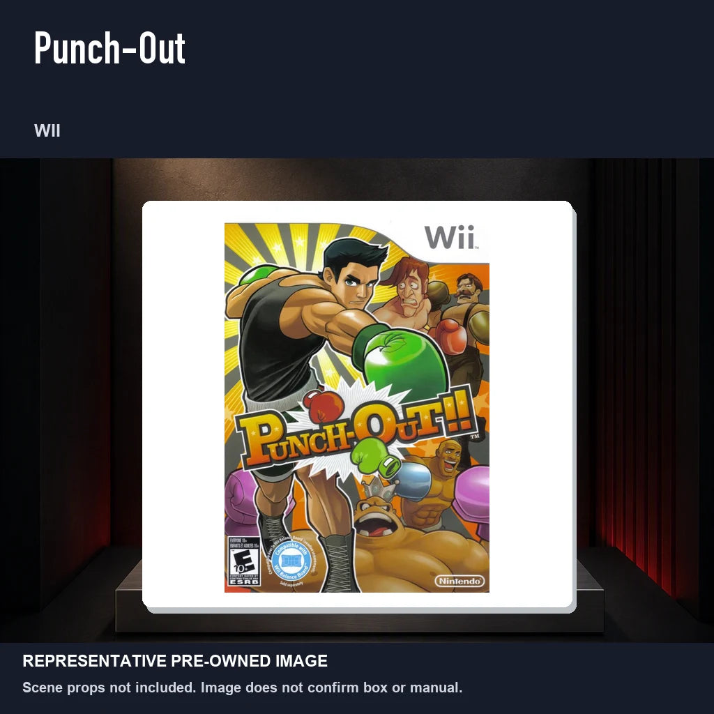 Representative pre-owned Punch-Out (Wii), product image on a display panel.