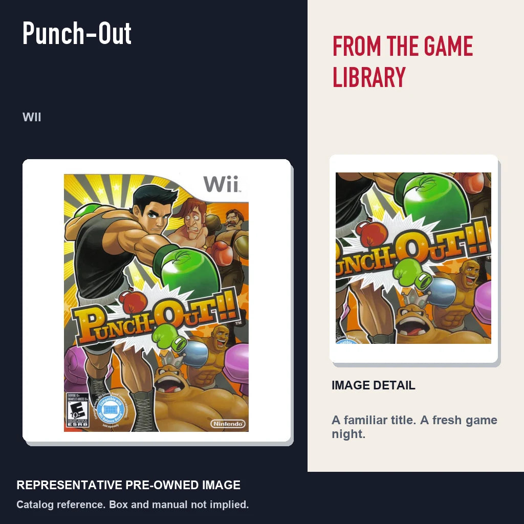 Representative pre-owned Punch-Out (Wii), editorial image and detail.