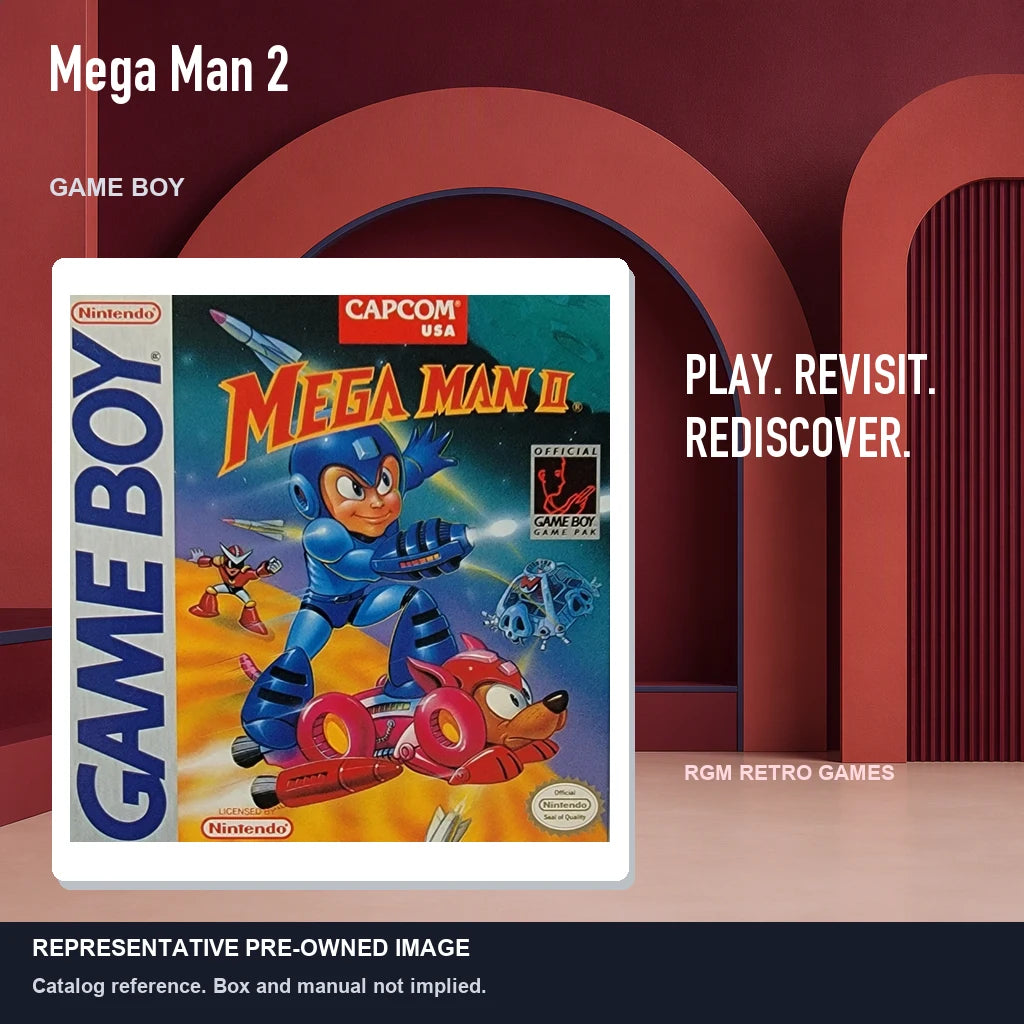 Representative pre-owned Mega Man 2 (Game Boy), red retro product layout.