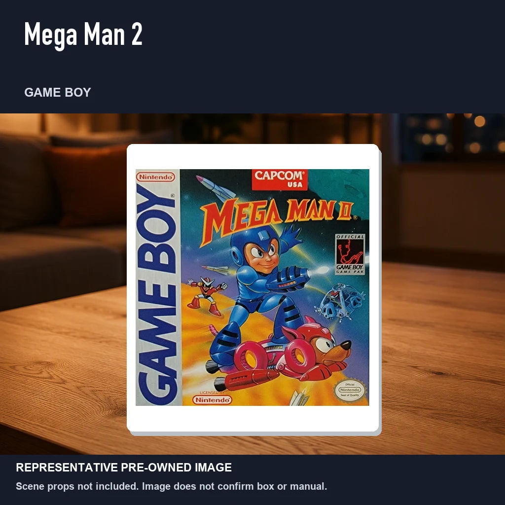 Representative pre-owned Mega Man 2 (Game Boy), product image in a styled room scene.
