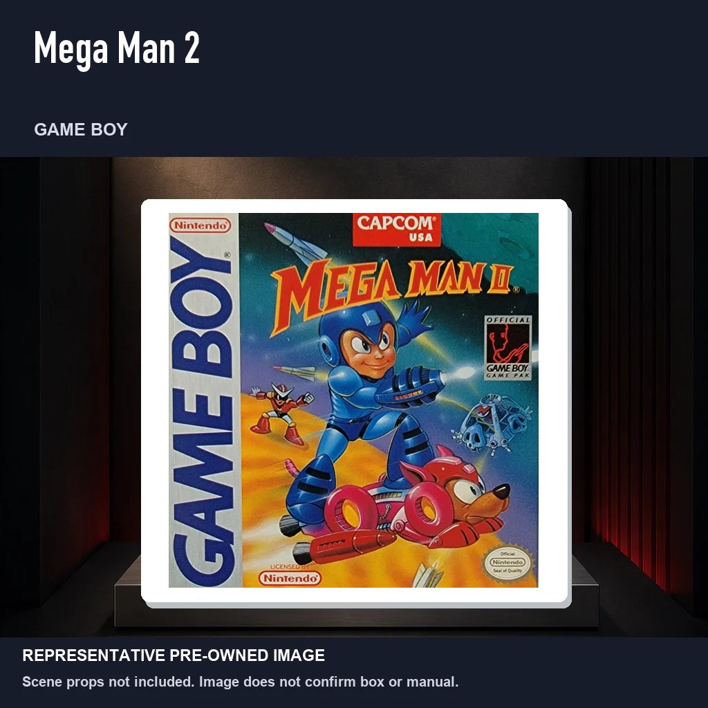 Representative pre-owned Mega Man 2 (Game Boy), product image on a display panel.