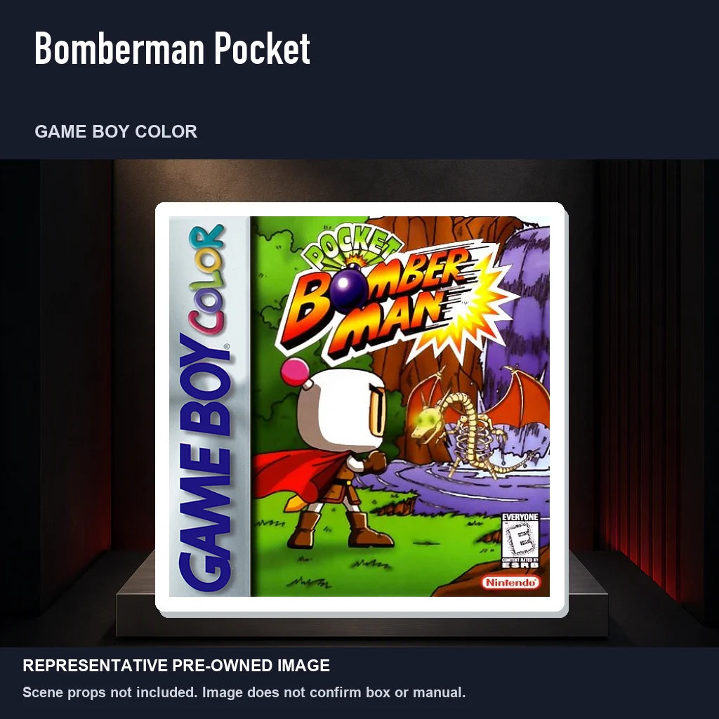 Representative pre-owned Bomberman Pocket (Game Boy Color), product image on a display panel.