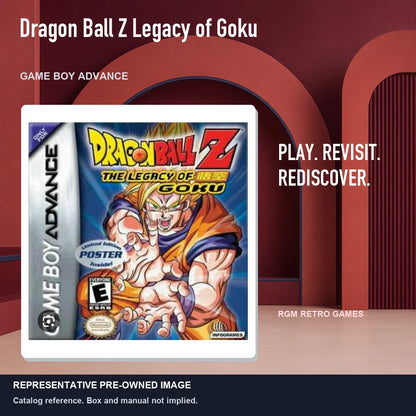 Representative pre-owned Dragon Ball Z Legacy of Goku (Game Boy Advance), red retro product layout.