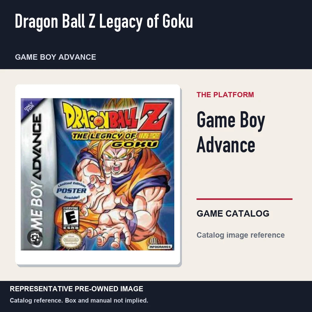 Representative pre-owned Dragon Ball Z Legacy of Goku (Game Boy Advance), platform product layout.