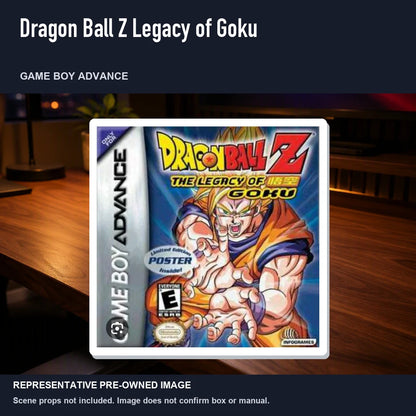 Representative pre-owned Dragon Ball Z Legacy of Goku (Game Boy Advance), product image in a styled desk scene.