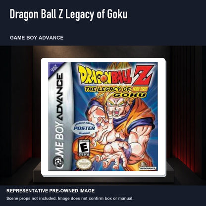 Representative pre-owned Dragon Ball Z Legacy of Goku (Game Boy Advance), product image on a display panel.