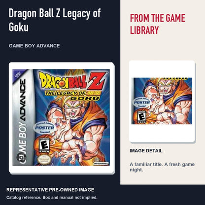 Representative pre-owned Dragon Ball Z Legacy of Goku (Game Boy Advance), editorial image and detail.