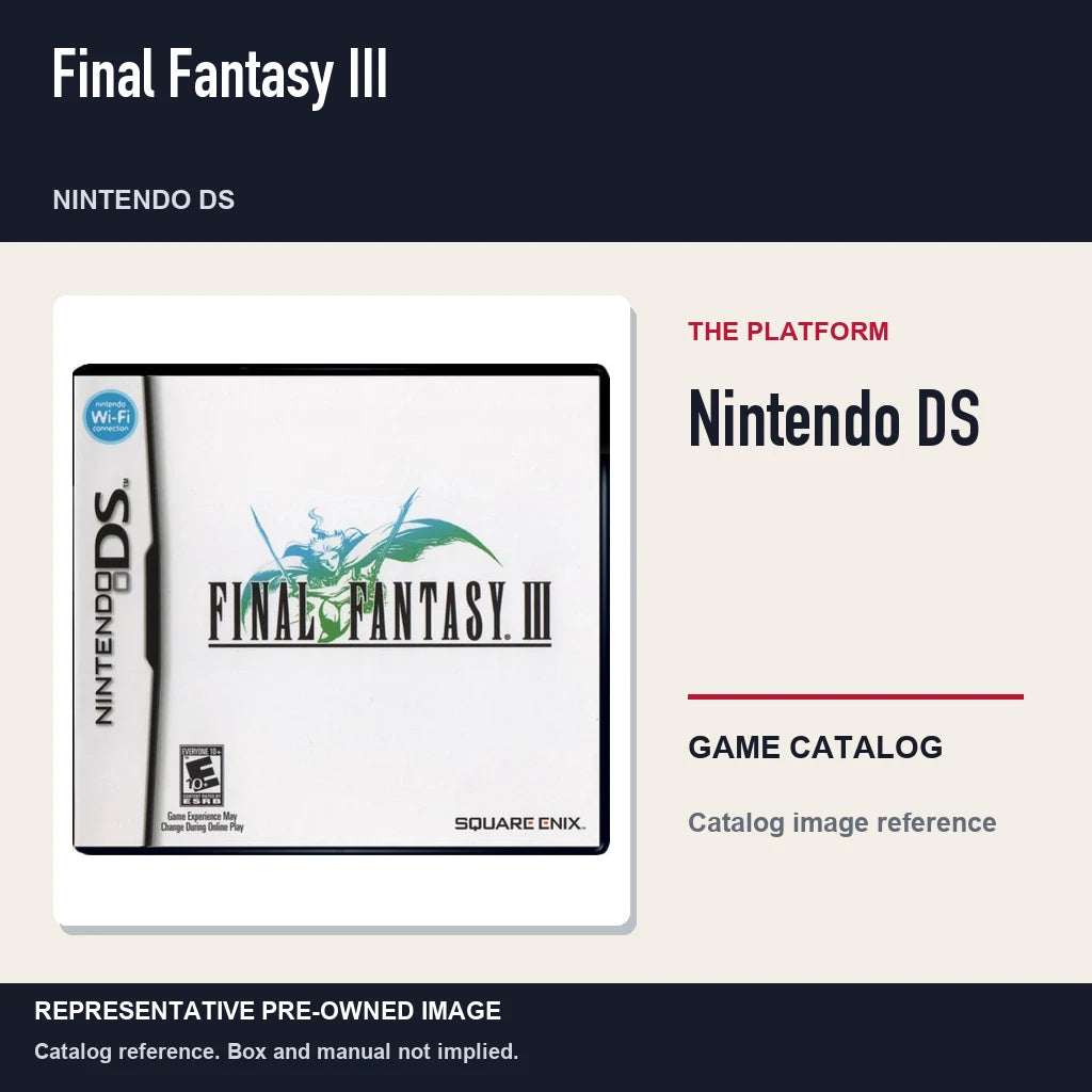 Representative pre-owned Final Fantasy III (Nintendo DS), platform product layout.