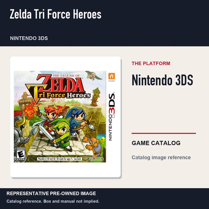 Representative pre-owned Zelda Tri Force Heroes (Nintendo 3DS), platform product layout.