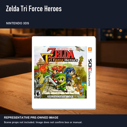 Representative pre-owned Zelda Tri Force Heroes (Nintendo 3DS), product image in a styled room scene.