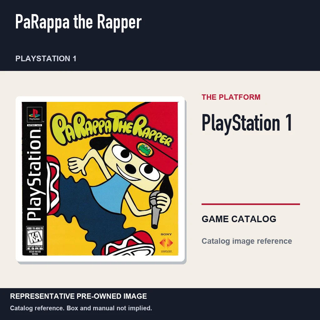 Representative pre-owned PaRappa the Rapper (PlayStation 1), platform product layout.