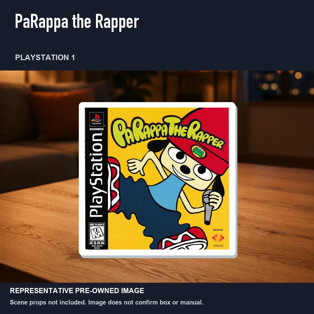 Representative pre-owned PaRappa the Rapper (PlayStation 1), product image in a styled room scene.