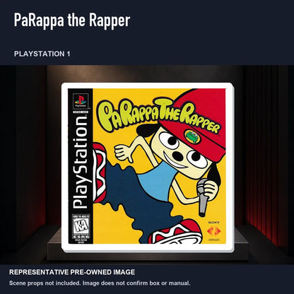 Representative pre-owned PaRappa the Rapper (PlayStation 1), product image on a display panel.