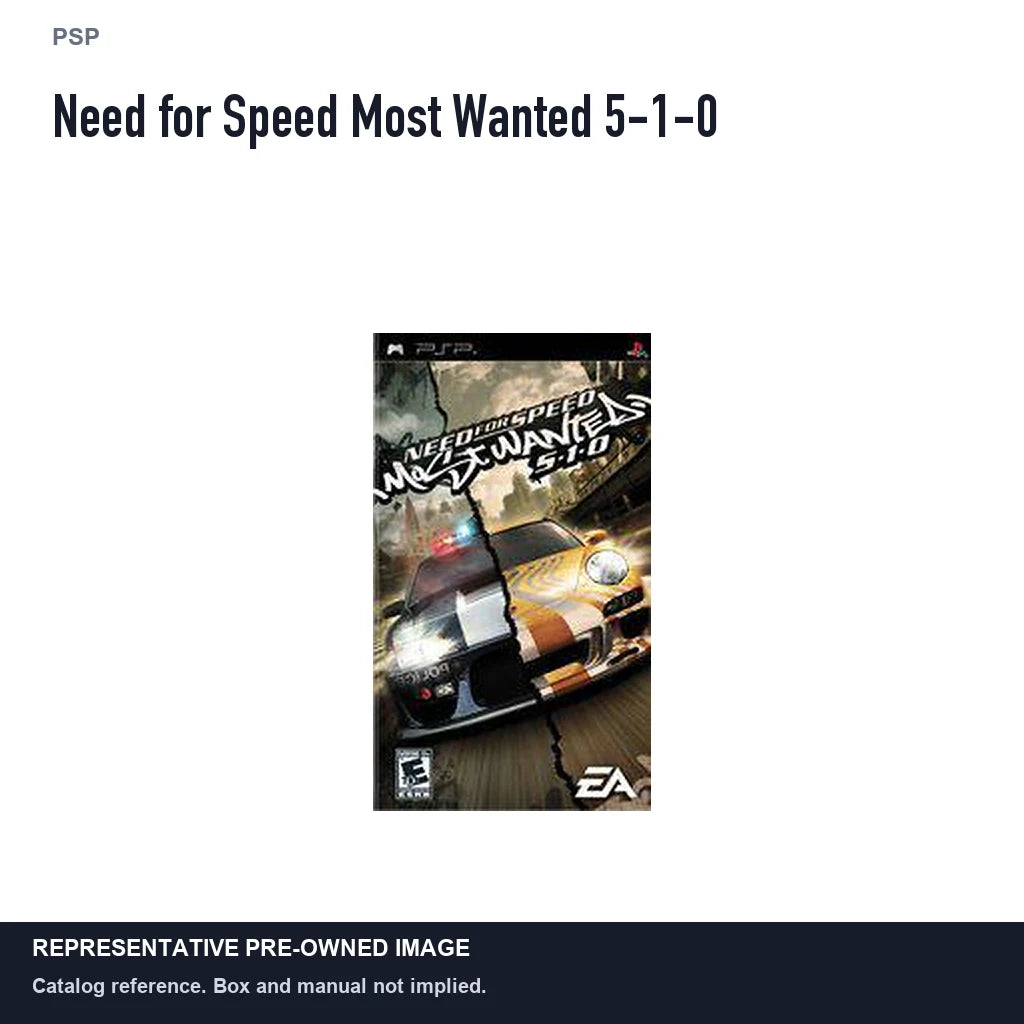 Representative pre-owned Need for Speed Most Wanted 5-1-0 (PSP), white product reference.