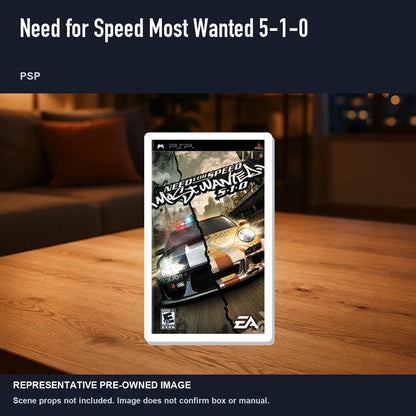 Representative pre-owned Need for Speed Most Wanted 5-1-0 (PSP), product image in a styled room scene.