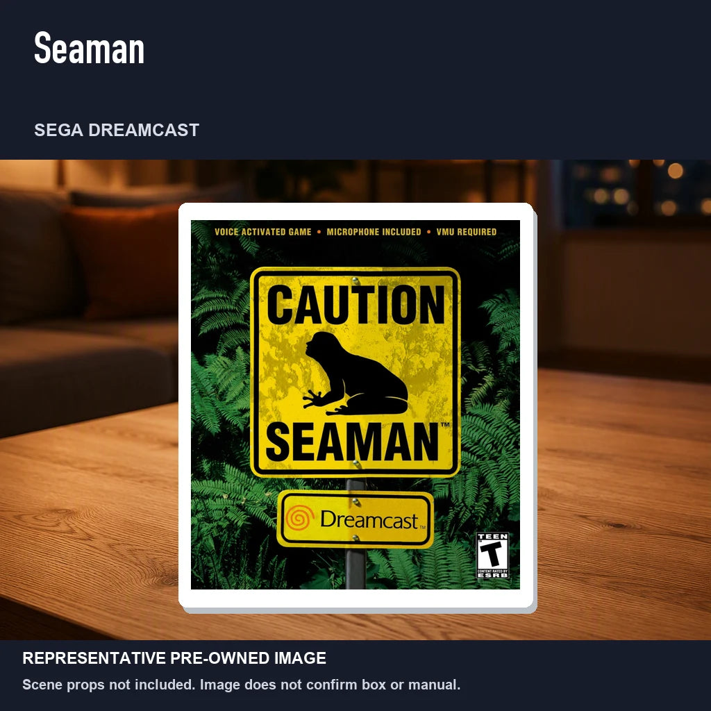 Representative pre-owned Seaman (Sega Dreamcast), product image in a styled room scene.