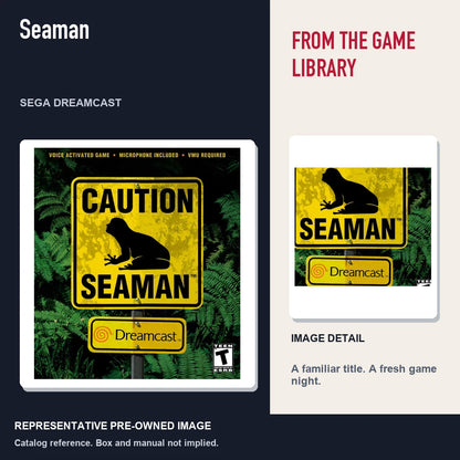 Representative pre-owned Seaman (Sega Dreamcast), editorial image and detail.