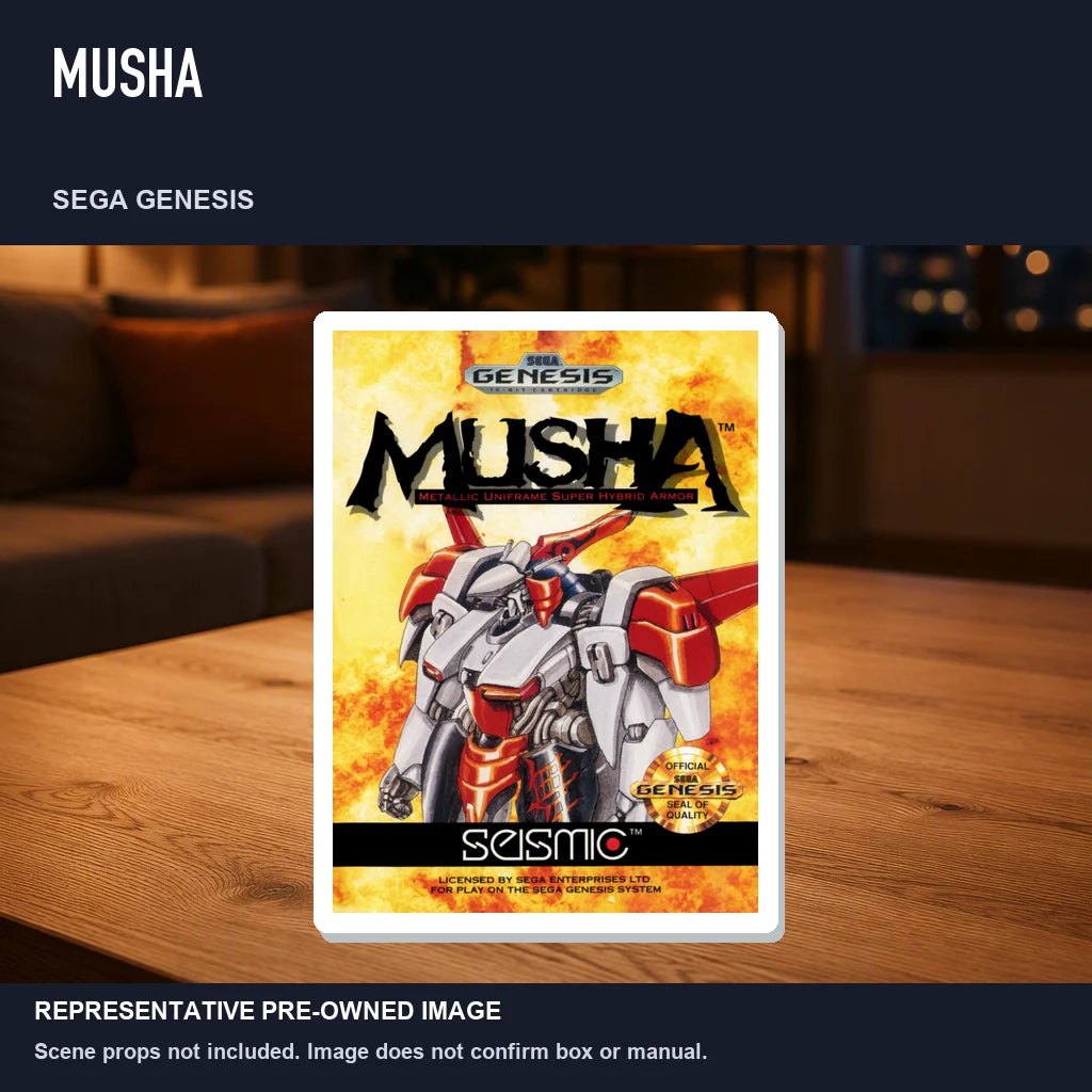 Representative pre-owned MUSHA (Sega Genesis), product image in a styled room scene.