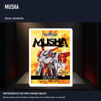 Representative pre-owned MUSHA (Sega Genesis), product image on a display panel.