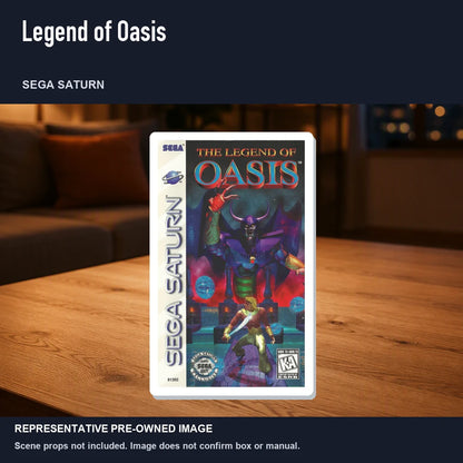 Representative pre-owned Legend of Oasis (Sega Saturn), product image in a styled room scene.
