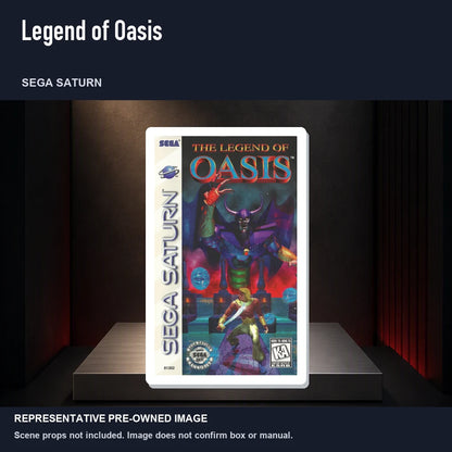 Representative pre-owned Legend of Oasis (Sega Saturn), product image on a display panel.