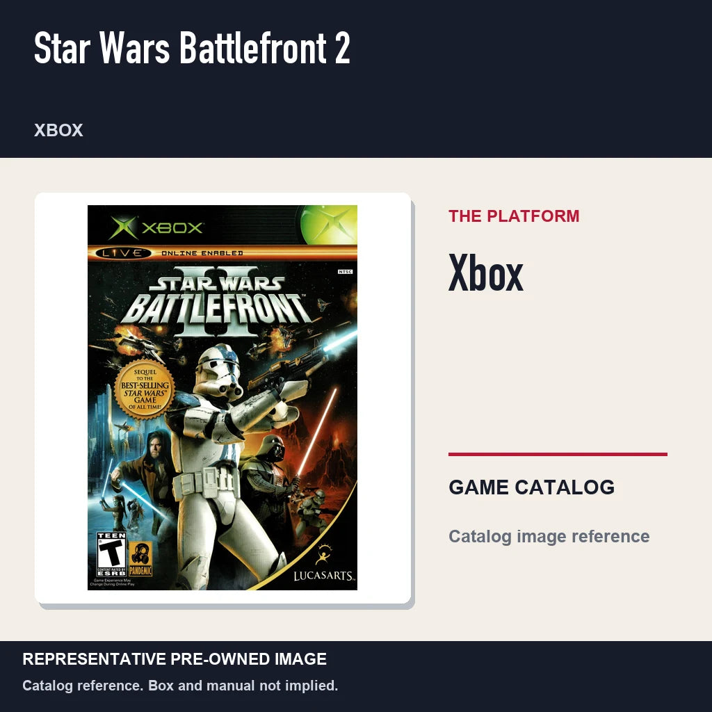 Representative pre-owned Star Wars Battlefront 2 (Xbox), platform product layout.