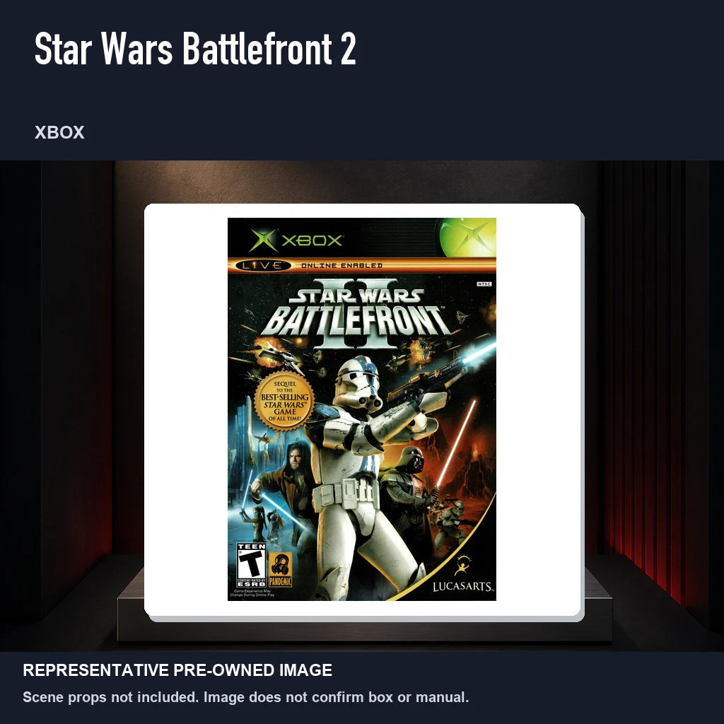 Representative pre-owned Star Wars Battlefront 2 (Xbox), product image on a display panel.