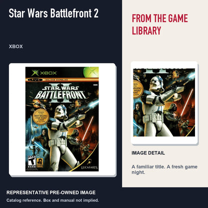 Representative pre-owned Star Wars Battlefront 2 (Xbox), editorial image and detail.