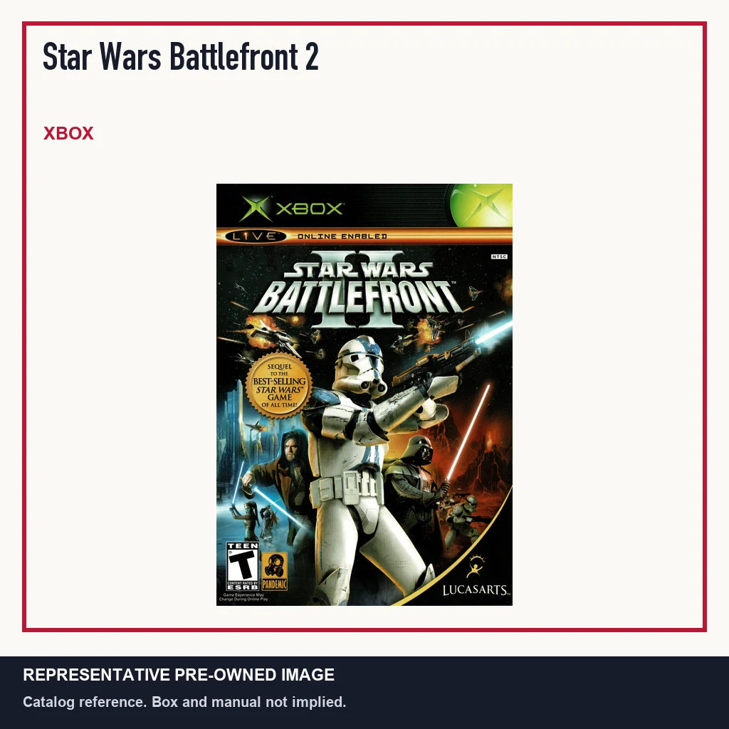 Representative pre-owned Star Wars Battlefront 2 (Xbox), minimal product layout.