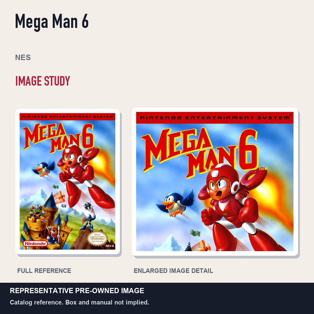 Representative pre-owned Mega Man 6 (NES), full image and detail.