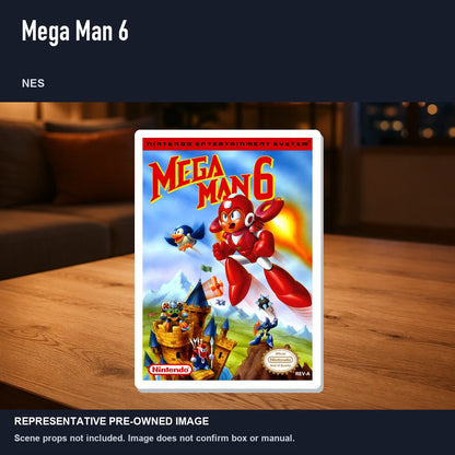 Representative pre-owned Mega Man 6 (NES), product image in a styled room scene.