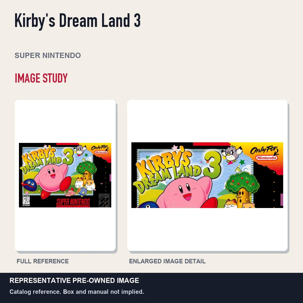 Representative pre-owned Kirby's Dream Land 3 (Super Nintendo), full image and detail.