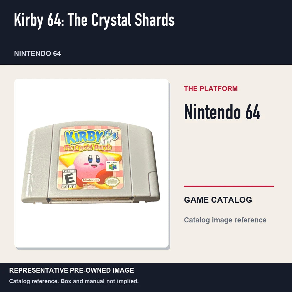 Representative pre-owned Kirby 64: The Crystal Shards (Nintendo 64), platform product layout.