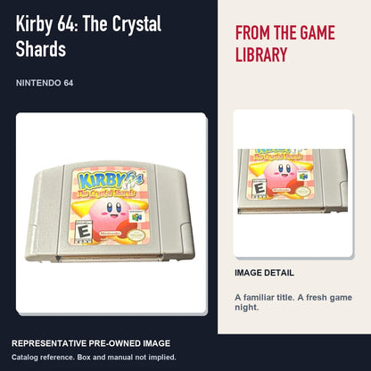 Representative pre-owned Kirby 64: The Crystal Shards (Nintendo 64), editorial image and detail.
