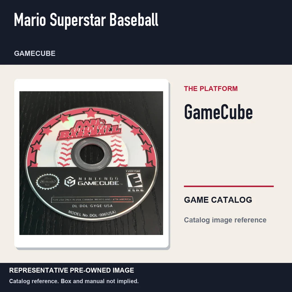 Representative pre-owned Mario Superstar Baseball (GameCube), platform product layout.