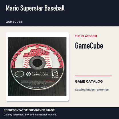 Representative pre-owned Mario Superstar Baseball (GameCube), platform product layout.