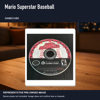 Representative pre-owned Mario Superstar Baseball (GameCube), product image in a styled room scene.