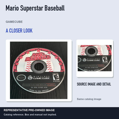Representative pre-owned Mario Superstar Baseball (GameCube), full image with detail inset.