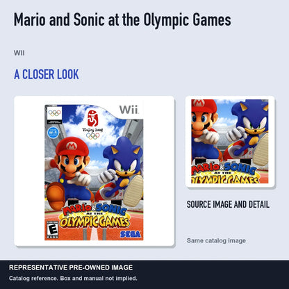 Representative pre-owned Mario and Sonic at the Olympic Games (Wii), full image with detail inset.