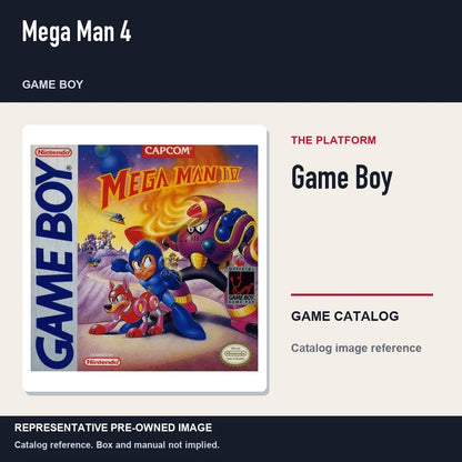 Representative pre-owned Mega Man 4 (Game Boy), platform product layout.