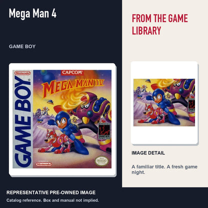 Representative pre-owned Mega Man 4 (Game Boy), editorial image and detail.
