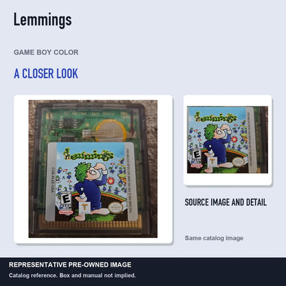 Representative pre-owned Lemmings (Game Boy Color), full image with detail inset.