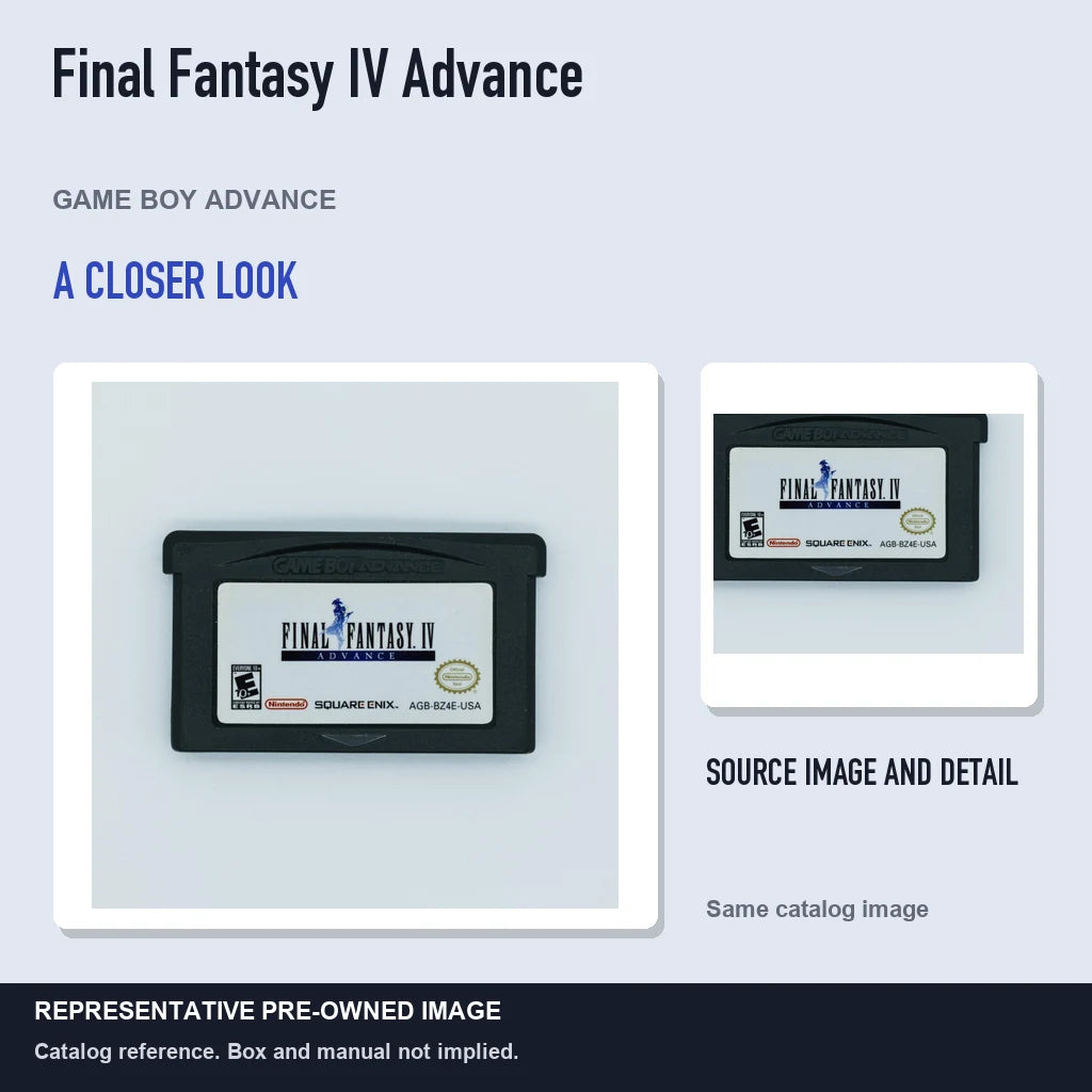 Representative pre-owned Final Fantasy IV Advance (Game Boy Advance), full image with detail inset.