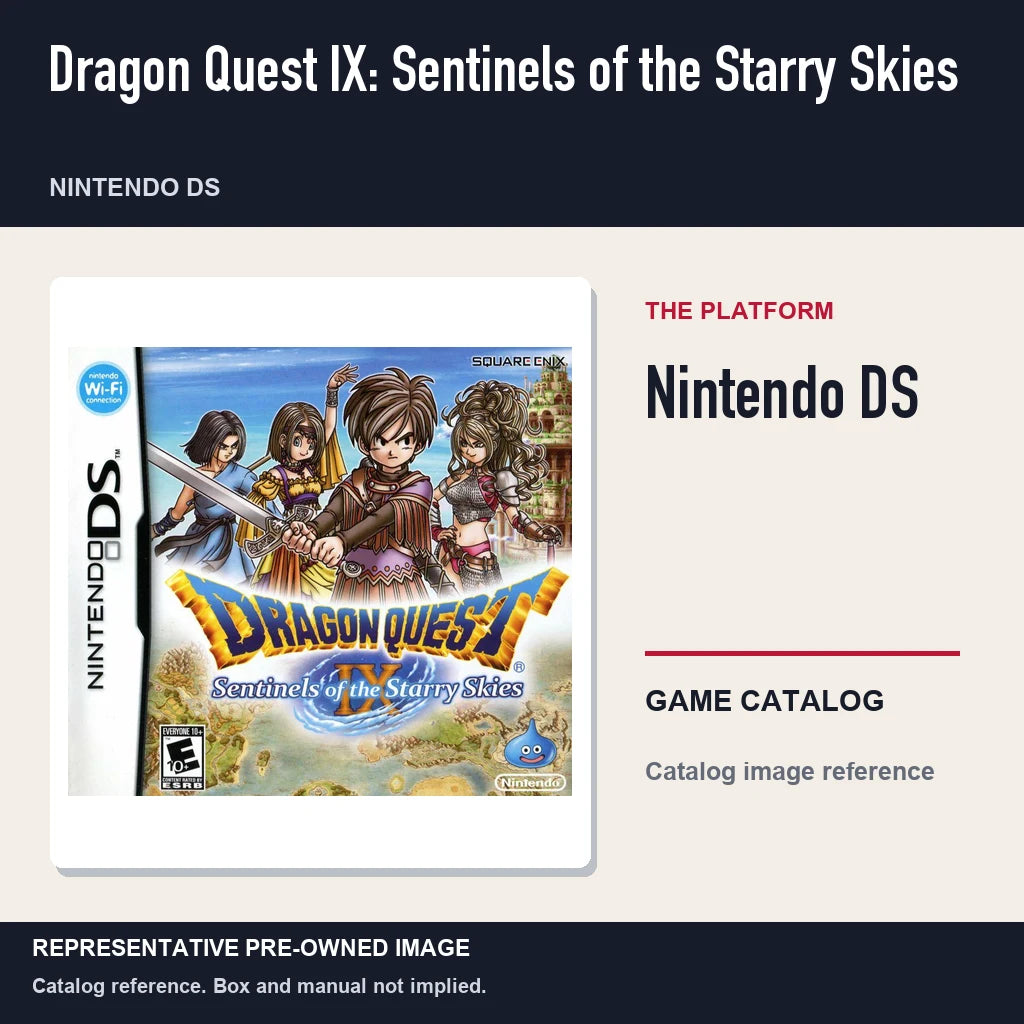 Representative pre-owned Dragon Quest IX: Sentinels of the Starry Skies (Nintendo DS), platform product layout.