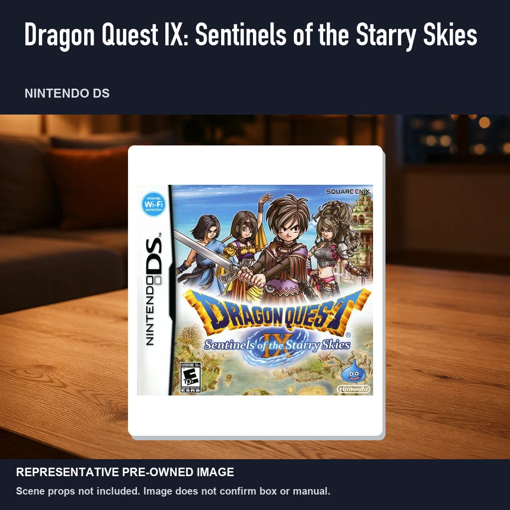 Representative pre-owned Dragon Quest IX: Sentinels of the Starry Skies (Nintendo DS), product image in a styled room scene.