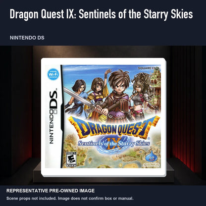 Representative pre-owned Dragon Quest IX: Sentinels of the Starry Skies (Nintendo DS), product image on a display panel.