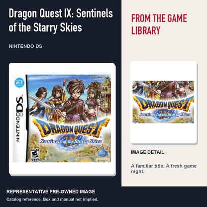 Representative pre-owned Dragon Quest IX: Sentinels of the Starry Skies (Nintendo DS), editorial image and detail.
