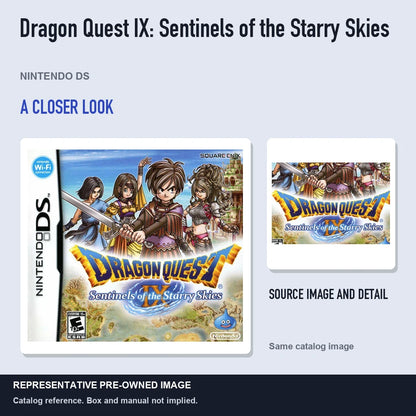 Representative pre-owned Dragon Quest IX: Sentinels of the Starry Skies (Nintendo DS), full image with detail inset.